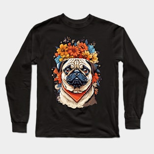 Flower Power Pug Long Sleeve T-Shirt